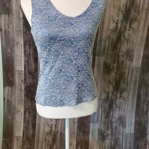 Brittany Black Blue Fitted Sleeveless Tank Top
